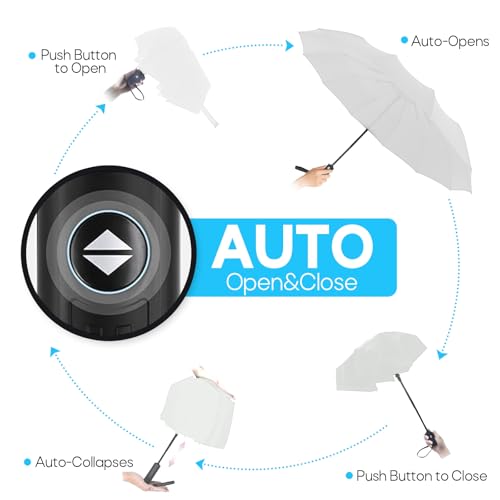 EZIYIN Travel Compact Umbrella, Folding Travel Umbrella for Rain and Shine Small, Windproof Automatic Open/Close, Portable...