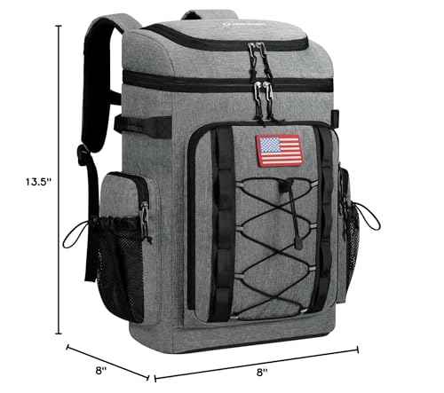 Maelstrom 36L Large Capacity Insulated Cooler Backpack Grey 21" x 13.5" x 8" 1210g & 35 Can Leakproof Insulated Soft Cooler Bag for Beach Camping Kayaking Fishing Hiking Orange