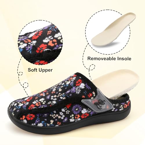 LeIsfIt Slippers for Women Extra Wide House Slippers Elderly Slip on House Shoes Non-Slip Indoor Outdoor Slipper Adjustabl...