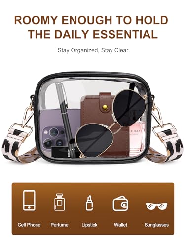 Vangue Clear Purse for Women Stadium Approved, Clear Crossbody Bag with Adjutable Strap, Transparent Bag for Sports Concert