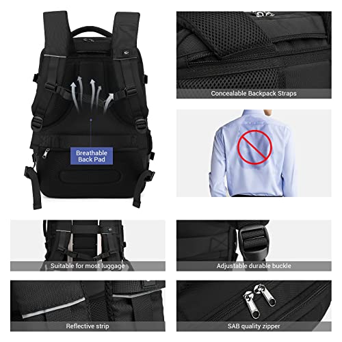 MOLNIA 50L Expandable Travel Backpack for Men Women, Carry On Backpack Airline Approved, Suitcase Backpack with Packing Cu...