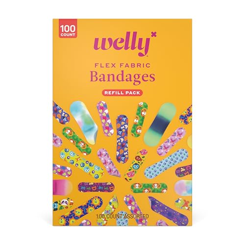 Welly Bravery Badge Value Pack | Adhesive Flexible Fabric Bandages | Assorted Shapes and Patterns for Minor Cuts, Scrapes,...