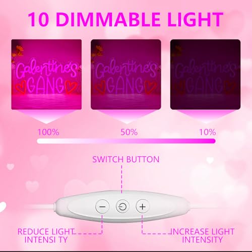 Galentines Gang Neon Sign for Wall Decor Dimmable Gelentine's Day Neon Light Led Galentines Party Decoration Friends Galen...
