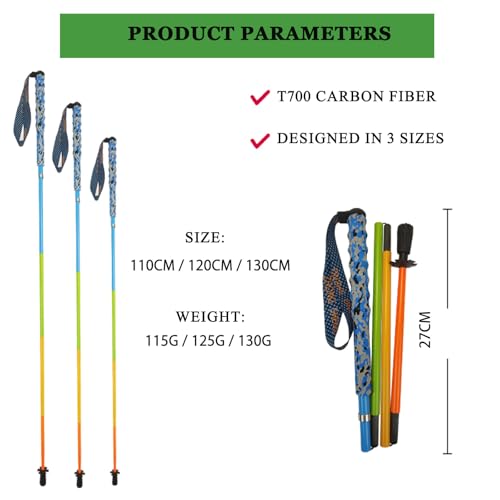 OKHEALING Trekking Poles Ultralight Carbon Fiber Folding Trekking Poles Set of 2, Hiking Poles with Moisture Wicking Handl...