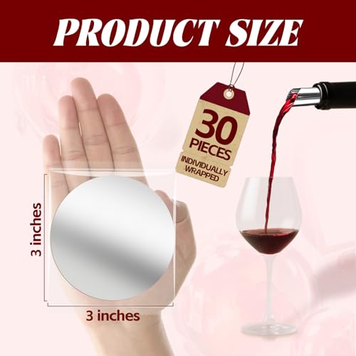Cofimkate 30Pcs Individually Wrapped 3-Inch Wine Pourer Discs, Disposable Anti-Drip Liquor Pour Spouts for Wine & Liquor B...