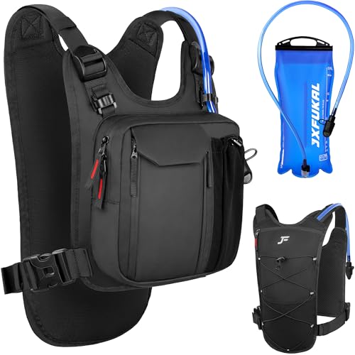 JXFUKAL Running Vest, Lightweight Hydration Backpack with 2L Water Bladder, Reflective Hydration Pack, Tactical Chest Pack...