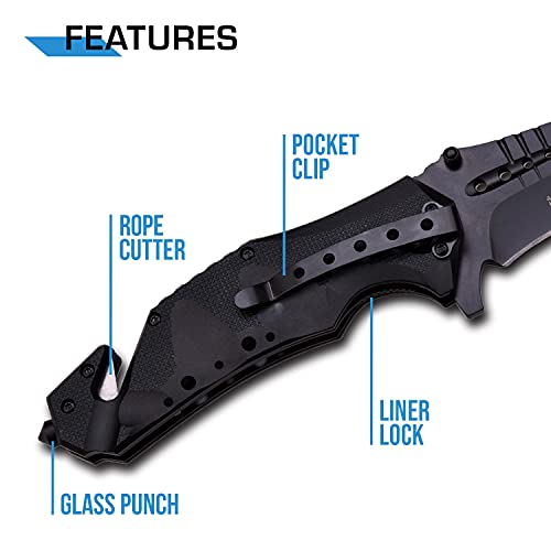 MTech USA MT-A845BK SPRING ASSISTED KNIFE, 5" Closed, Black Blade