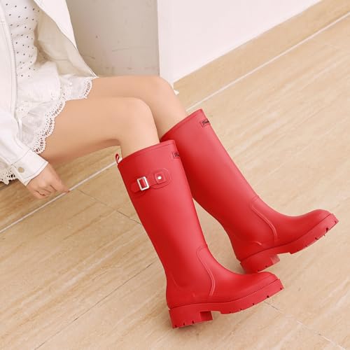 Pelbiuqik Women's Rain Boots Knee High Rubber Boots Waterproof Anti-Slip Tall wide calf Garden Boots Insulated Work Water ...