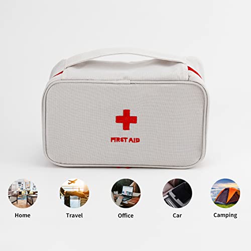 TOPASION Portable Empty First Aid Kit Bag, Travel Medicine Pouch, Small Medical Bag (Blue)