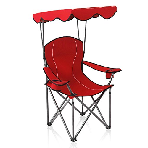 ALPHA CAMP Heavy Duty Canopy Lounge Chair Sunshade Hiking Travel Chair with Cup Holder