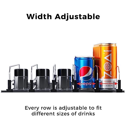 Puricon Drink Organizer for Fridge Pusher Glide, Spring Loaded Fridge Drink Dispenser, Self Pushing Soda Can Organizer for...