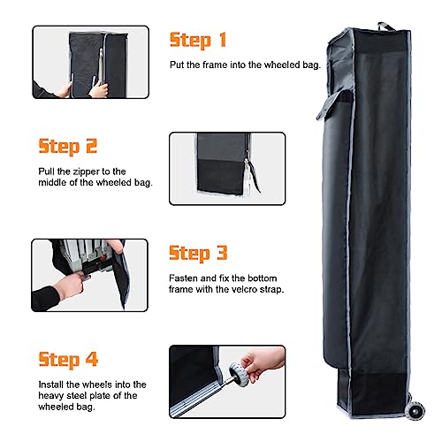 Eurmax USA Heavy Duty Wheeled Roller Bag Pop up Canopy Tent Universal Rolling Storage Bag for 10x10 Canopy Instant Tent (D...