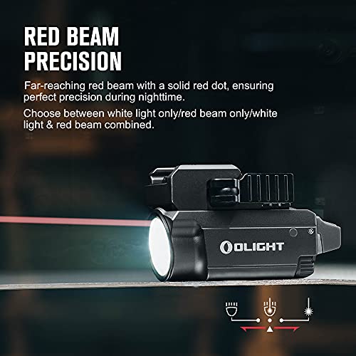 OLIGHT Baldr RL Mini 600 Lumens Compact Rail Mounted Weaponlight with Red Beam and White LED Combo, Magnetic USB Rechargea...