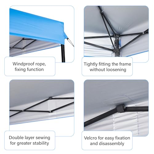 10×10 Canopy Replacement Top Cover, Pop Up Canopy Replacement Tent Cover, Waterproof Canopy Top for Straight Leg Frame, fo...