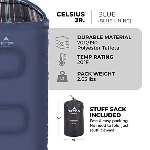 Teton Junior, 20 Degree and 0 Degree Sleeping Bags. Finally, Sleeping Bag for Boys, Girls, All Kids, Warm and Comfortable,...