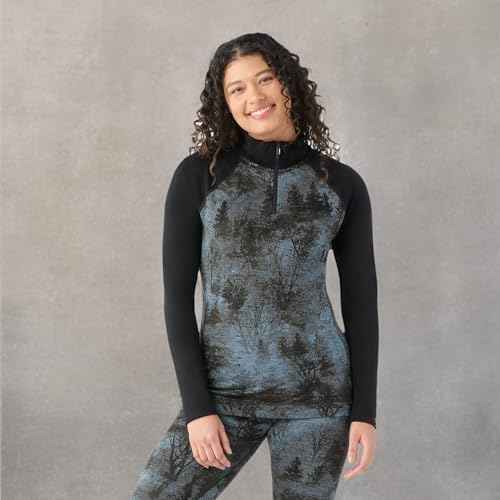 Smartwool Women's Classic Thermal Merino Base Layer 1/4 Zip Black Forest Xs