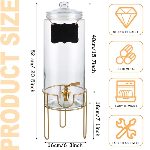 1.5 Gallon Drink dispenser, Glass Beverage Dispenser With Stand, Drink Dispensers for Parties With Stainless Steel Spigot...
