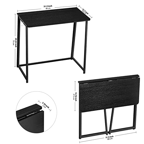 WOHOMO Folding Computer Desk, Small Writing Foldable Desk 31.5", Space-Saving Laptop Table, Easy Assemble Workstation for ...