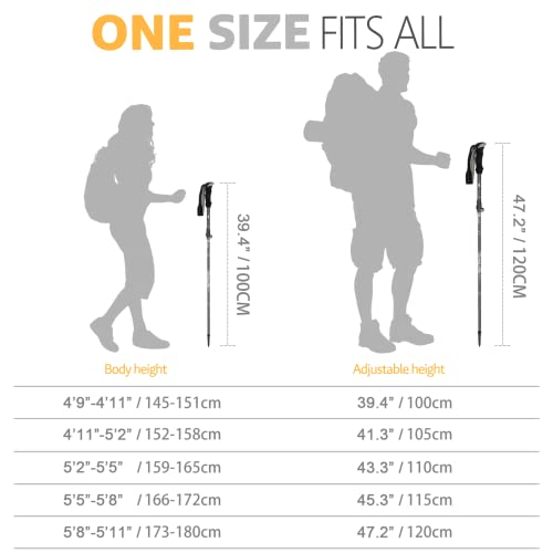 Covacure Trekking Poles Collapsible Hiking Poles - Aluminum Alloy 7075 Trekking Sticks with Quick Lock System, Telescopic,...