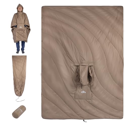 iClimb 1 Hooded 3M Thinsulate Insulation Warm Blanket and 1 Ultralight 3 Season Tent, Ultralight Compact for Adults Outdoo...
