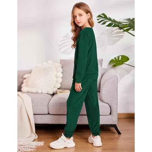 Arshiner Girls 2 Piece Outfit Sweatsuits Set Kids Velour Sweatshirts & Sweatpants Tracksuits Set for Girls