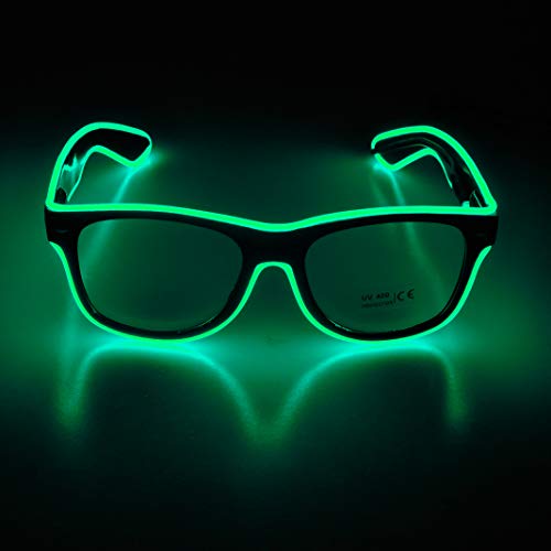 Aquat Light up EL Wire Neon Rave Glasses Glow LED Sunglasses Costumes For Party, EDM, Halloween, Wired with Battery Power