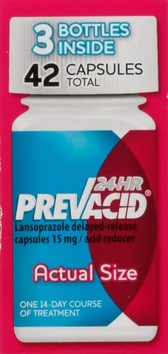 Prevacid 24HR Lansoprazole Capsules, 15 mg Acid Reducer, Delayed-Release PPI for Frequent Heartburn Relief, 42 Count