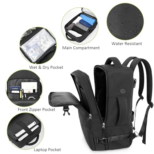 Snoffic Travel Backpack for Women Men,Travel Laptop Backpack w/USB Charging Port, Waterproof Travel Backpack Carry On Flig...