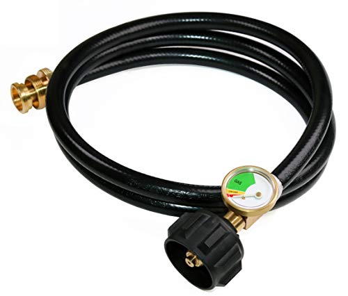 DOZYANT 5 FT Propane Hose Adapter with Propane Tank Gauge for Weber Q1200, 1000 Propane Grill, 1 lb to 20 lb Propane Conve...