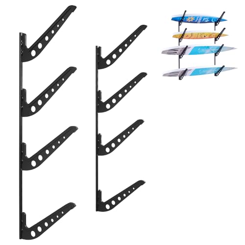 VEVOR Surfboard Wall Mount, 4 Tiers Horizontal Surfboard Rack for Storage and Display, Adjustable Height Metal Board Stand...