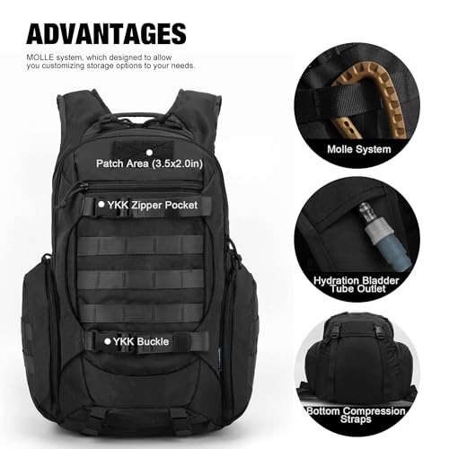 Mardingtop 28L Tactical Backpack for Men with Molle Pouch Tool Utility Pouch Bag