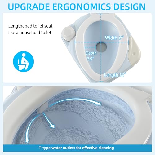 YITAHOME 5.28 Gallon Portable Toilet Camping Porta Potty with Diagonal Enlarged Bowl, Hand Sprayer and Press Flush Pump, S...
