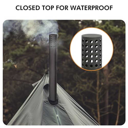 Red Mountain Valley Outdoor Camping Wood Stove, Portable Hot Wood Burning Tent stove with 5-Section Chimney and 2 Dual Rak...