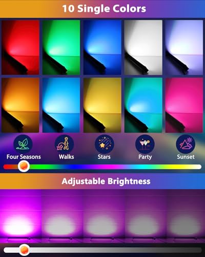 MEIKEE 25W RGBW LED Wall Washer Light, RGB Color Changing LED Strip Lights with Plug, IP66 Waterproof Outdoor RGBW Wall St...