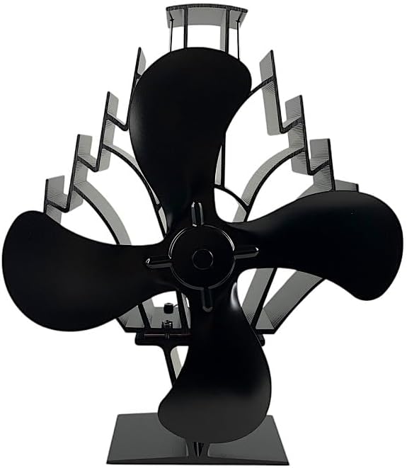 Heat Powered Stove Fan for Wood & Pellet Burners: Compatible with Log Burners, 348 CFM Airflow,13" Large 4-Blade Non-Elect...