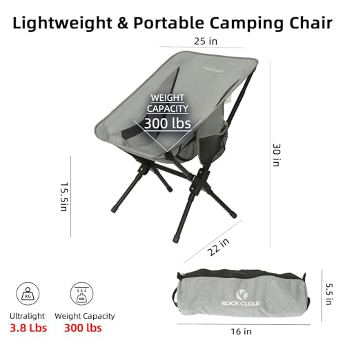 ROCK CLOUD Portable Camping Chair Ultralight Folding Camp Chairs Outdoor for Camp Hiking Backpacking Lawn Beach Sports