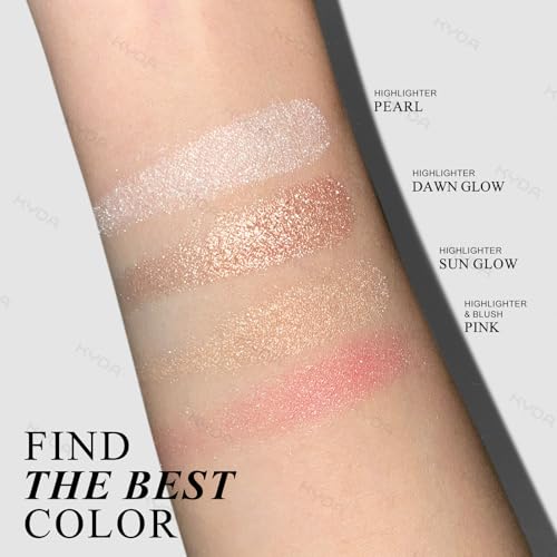 KYDA Face Highlighter Palette, High Glossy Face Illuminator Palette, Natural Glow Finish, Pearl Shimmer Smooth Baked Powde...