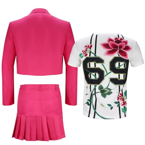 Dormation Men White Chicks Cosplay Costume Marcus Kevin 3Pcs Jacket Skirt T-Shirt Black Detective Outfit Halloween Party Wear