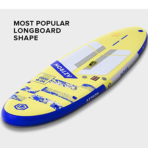 AZTRON NOVA 10'0" Inflatable Stand Up Paddle Board with Double Chamber Lite Safety Technology and Adjustable Paddle, Safet...