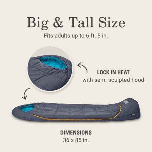 Coleman Big Bay 0/20/40°F Cold-Weather Sleeping Bag, Adult Mummy Sleeping Bag with Headrest, Foot Ventilation, & Storage S...