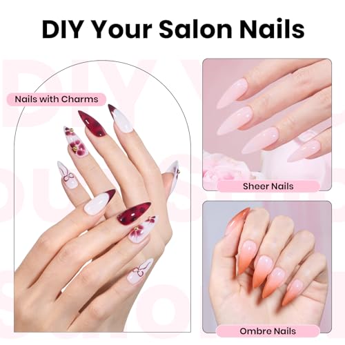 Beetles Tipex Instant Apex Nail Tips Kit – Stiletto Medium, Pre-Building Pre-Etched Thick Acrylic Tips with Tipex Nail Glu...