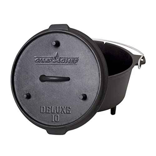 Camp Chef DO10-6 Quart Dutch Oven Pre-Seasoned Cast Iron with Lift Tool and Lid