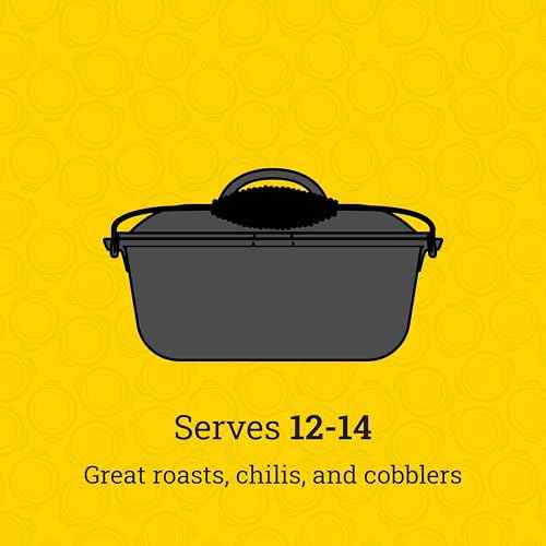 Lodge 9 Quart Pre-Seasoned Cast Iron Dutch Oven with Lid - Wire Bail Handle for Easy Transfer from Cooking Surface to Table - Use in the Oven, on the Stove, on the Grill or over the Campfire - Black