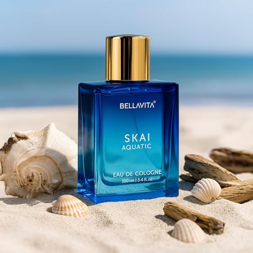 BellaVita Luxury SKAI Aquatic Unisex Cologne (3.48 fl.oz) Gift | Unisex Fresh Cologne Perfume | Long-Lasting Body Mist with Bergamot & Pink Pepper | Clean, Natural & Cruelty-Free Vanilla Perfume