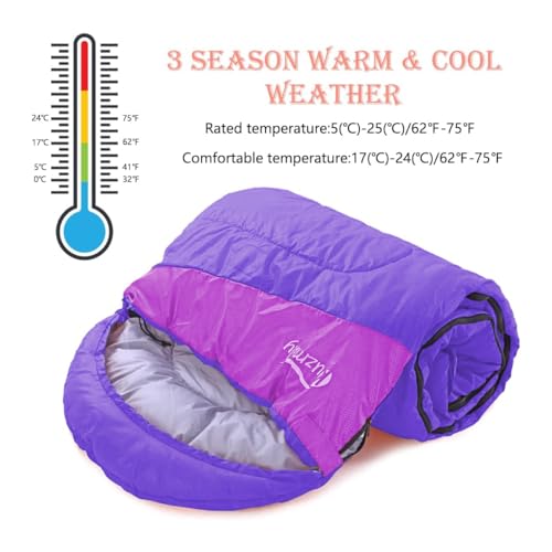 Camping Sleeping Bag 3 Seasons Lightweight &Waterproof with Compression Sack Camping Sleeping Bag Indoor & Outdoor for Adu...
