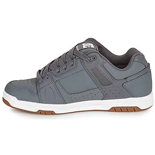 DC Men's Stag Low Top Skate Shoe, Grey/Gum, 13