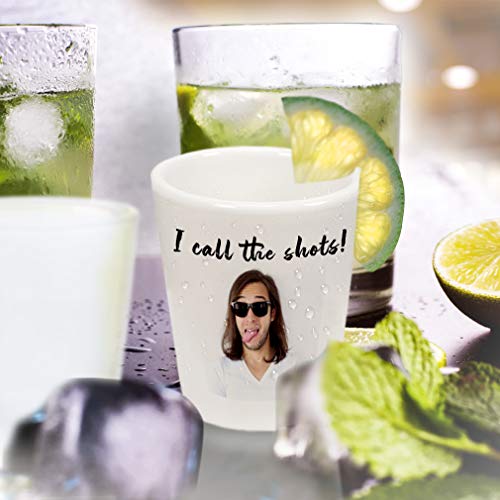 Shot Glasses Bar Accessories Custom Personalized Photo Picture & Text Alcohol Bar Supplies Set of 2 Ceramic 2 Oz