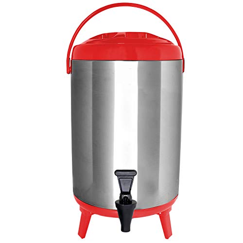 Vollum Stainless Steel Insulated Beverage Dispenser – Insulated Thermal Hot and Cold Coffee Carafe – 10 Liter Drink Dispen...