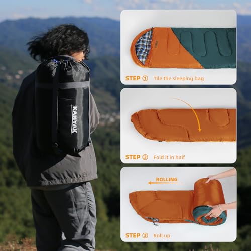 Camping Sleeping Bag, 32℉ Sleeping Bags for Adults Kids Teens Cold Weather Warm Sleeping Bag Winter for 3-4 Season Campin...