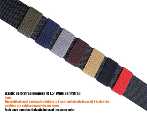 TACNEX Elastic Belt Keepers Strap Organizers Belt Loop Stays Backpack Straps Holder Retainer Band for 1.5" Wide Belts/Straps